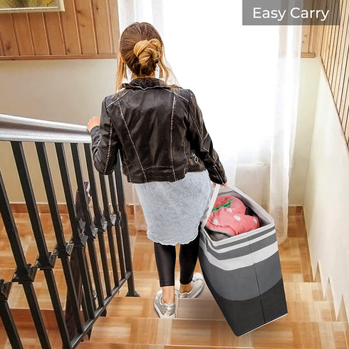 HomeHacks 2-Pack Large Laundry Basket,75L Each Waterproof, Freestanding Laundry Hamper, Collapsible Tall Clothes Hamper with Extended Handles for Clothes Toys in The Dorm and Family-Gradient Grey