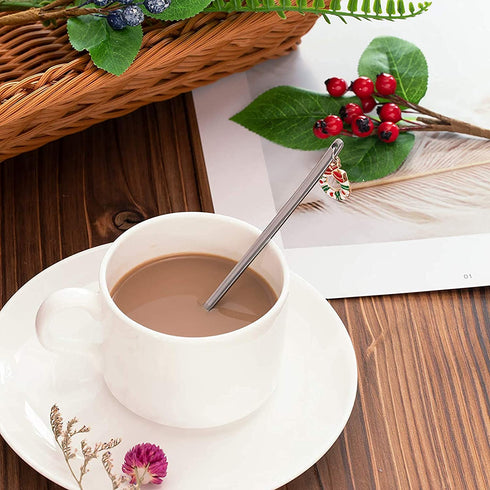 btdeal Christmas Spoons with Gift Box, Stainless Steel Stirring Spoon Tea Spoon Coffee Spoon with Christmas Pendant for Xmas Party Tableware Decor, 6pcs/Set (Silver)