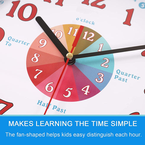 Vigorwise Telling Time Teaching Clock for Kid & Pareants, 10 Inch Educatinal Wall Clock for Student & Teacher, Silent Non Ticking Analog Clock Decor for Home/School/Classroom/Bedrooms