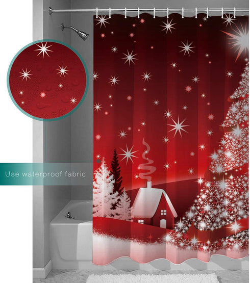 Prime Leader Shower Curtains for Bathroom Sets Christmas Tree Decoration Background Bath Curtain Durable Waterproof Polyester Washable Shower Curtain Bathroom Accessories with Hooks 72" x 72"