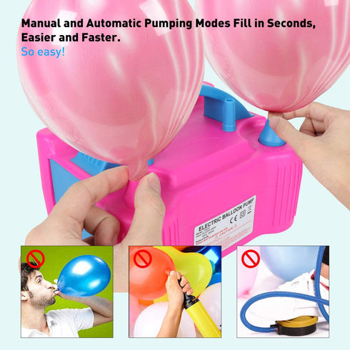BEEYEO Electric Balloon Pump Party Decoration Set with 20 PCS Balloon Clips, 2 Rolls Balloon Arch Tape Strip, 2 Rolls of Dot Glue Stickers for Wedding Birthday Baby Shower Decorations