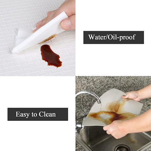 Homaxy Faux Leather Strip Woven Round Table Placemats, Set of 4 Heat Insulation Stain Resistant Non-Slip Table Mats for Kitchen Table, Washable Wipe Clean Fan Shape Wedge Place Mats, White
