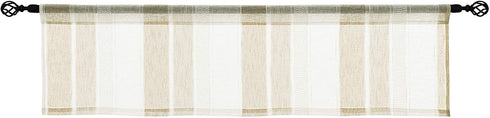 Central Park Black and White Kitchen Window Curtain Valance Vertical Stripe Sheer Boucle Linen Window Curtain, Living Room Decorative Rod Pocket (54" W x 15" L) Rustic Living Panels
