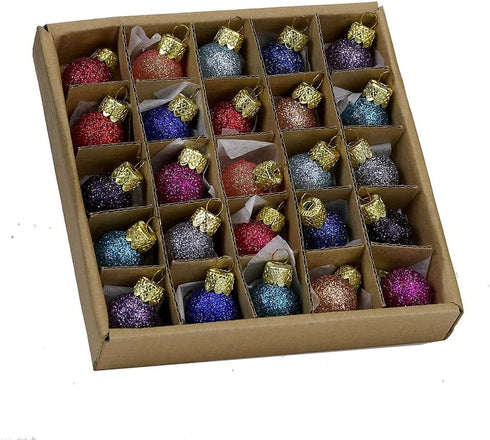 Kurt S. Adler 0.78-Inch Glitter Glass Ball, 25 Piece Set Ornaments, Multi, Count