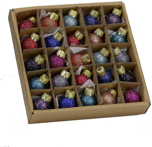Kurt S. Adler 0.78-Inch Glitter Glass Ball, 25 Piece Set Ornaments, Multi, Count