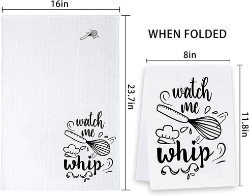 Kamalove Funny Kitchen Towels and Dishcloths Sets of 4 - Dish Towels with Sayings - House Warming Presents for New Home, Gifts for Women, Farmhouse Kitchen Decor, White