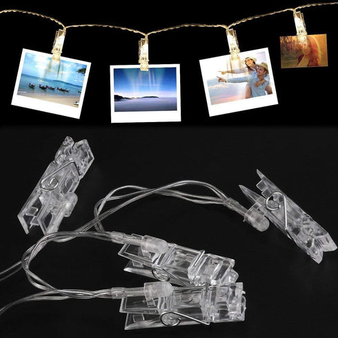 Dimmable 50 Led Photo Clip String Lights with Remote,17.38ft Fairy Lights with Clips for Pictures, 8 Modes Warm White Home/Party/Christmas Decorative Light for Hanging Photo Display Stands