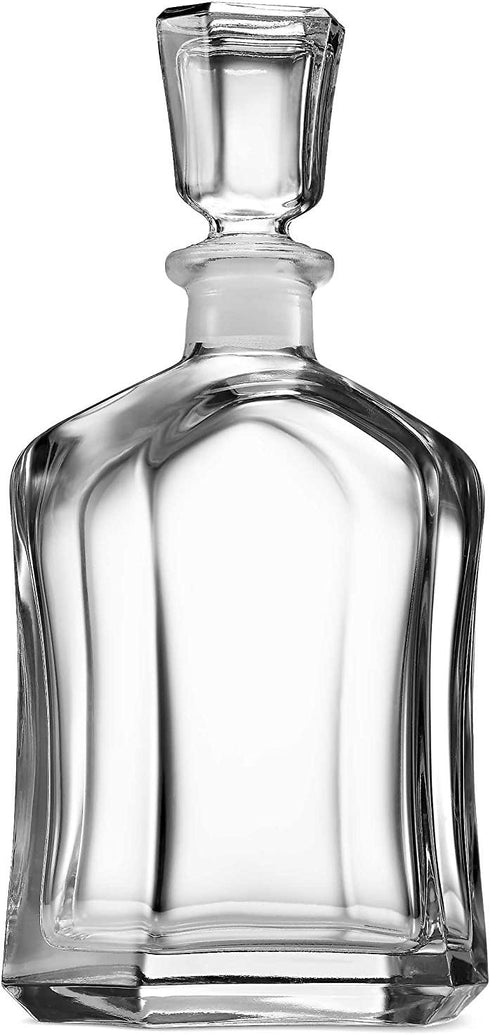 Paksh Capitol Glass Decanter with Airtight Geometric Stopper - Whiskey Decanter for Wine, Bourbon, Brandy, Liquor, Juice, Water, Mouthwash. Italian Glass | 23.75 oz