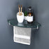 KES Glass Corner Shelf Bathroom Shower Shelf Tempered Glass with Rail SUS 304 Stainless Steel Floating Wall Mount Bracket Polished Finish, BGS2101A