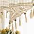 ZHH Retro Lattice Window Valance Handmade Crochet with Tassel Cafe Curtain for Window Bedroom Livingroom Dorm Decor, Beige (H 15 inch W 60 inch)