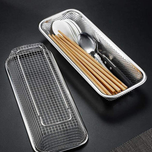 Cabilock Dishwasher Silverware Cutlery Basket Stainless Steel Flatware Drying Rack Countertop Utensil Holder Caddy Silver A