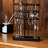 JackCubeDesign Wood 3 Tier Jewelry Display Stand Tree Organizer Bracelet Necklace Holder Rack Hanger Tower with Leather Earring Ring Tray Storage Tabletop(Black, 12 x 4.5 x 15.8 inches) :MK413A