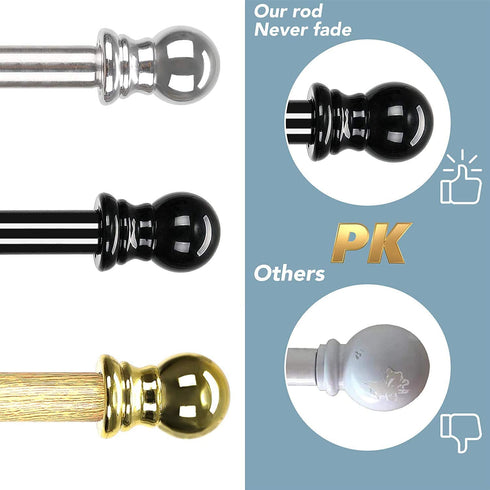 Curtain Rods for windows,1" Diameter Metal Single Splicing Adjustable Curtain Rod set with Brackets (Black, 30-60")
