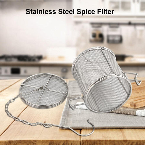 Tea Ball Infuser, Stainless Steel Spice Seasoning Strainer Tea Ball Strainer Soup Seasonings Separation Basket Spice Filter Kitchen Tools, Silver (10×10cm)