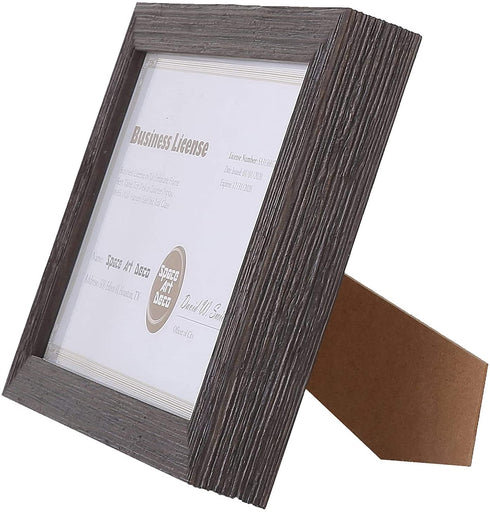Space Art Deco 5.5x8.5 Dark Brown Textured Frame - Easel Stand - D-Ring Hangers - for Business License and Certificates - Desk/Table Top Display - Glass (Dark Brown)