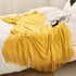 Homiest Decorative Knitted Throw Blanket with Fringe Soft & Cozy Tassel Blanket for Couch Sofa Bed (Yellow,50x60)