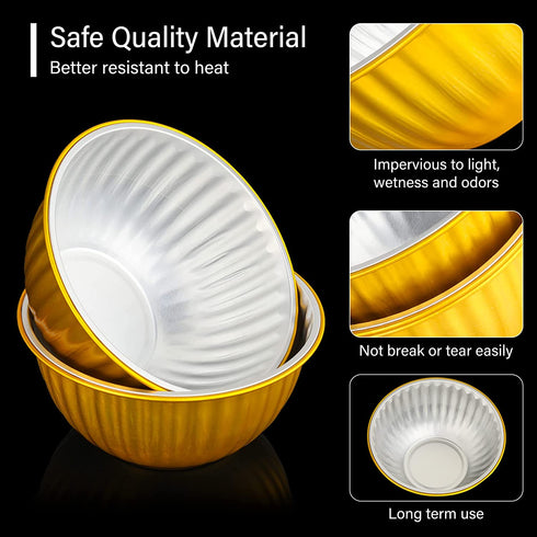 40 Pieces Disposable Pie Pans Heavy-Duty Aluminum Foil Bowls Soup Cake Cups Pots Pie Tin 4.72 Inches for Hot Cold Food Oven Safe for Home, Bakeries, Cafes, Restaurants Use