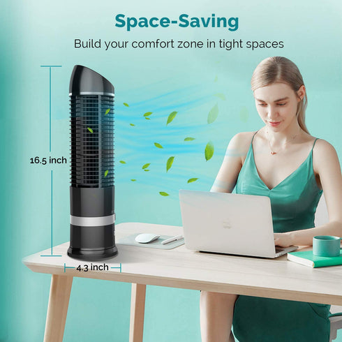 DR.PREPARE Oscillating Tower Fan, Desk Table Fan with 3 Speeds, Quiet Cooling, 60° Oscillation, 16 Inch Personal Small Bladeless Fan Cooling Fan for Bedroom Home Office Desktop