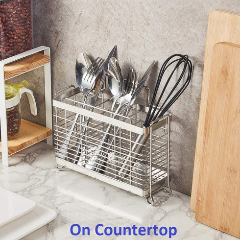 Utensil Holder Sink Caddy Sponge Holder with 3 Divided Compartments, Sturdy 304 Stainless Steel, Rust Proof