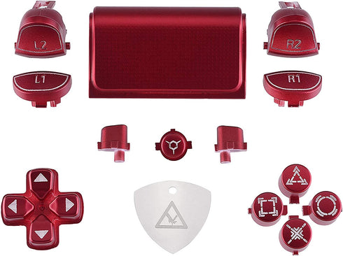 eXtremeRate Scarlet Red Classical Symbols Custom Replacement Full Set Buttons for ps4 Slim Pro CUH-ZCT2 Controller - Compatible with ps4 DTFS LED Kit - Controller NOT Included