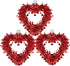 Winlyn 3 Pack Red Valentine Heart Wreaths Tinsel Heart Shaped Wreaths with Foil Hearts Hanging Valentine's Day Wreaths Decorations for Wedding Birthday Party Front Door Wall Window Mantel D©cor