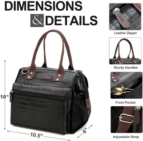 JOYHILL Lunch Bag for Women, Insulated Lunch Box bag Lunch Tote Bag, Reusable Lunch Cooler Thermal Bag for Work School Picnic - Black