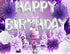 Purple Silver Birthday Decorations for Women Silver Happy Birthday Balloons Purple Silver Latex Balloons Polka Dot Paper Fans/Girl Purple Birthday Decorations for Women's 30th/40th/50th/60th Birthday Party Backdrop
