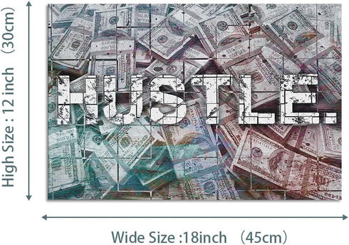 Motivational Hustle Wall Art Inspirational Entrepreneur Quotes Office Decor Canvas Painting Inspiring Poster Pictures Prints Framed Artwork Office Living Room Decorations Wall Decor - 12"Hx18"W