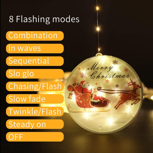 AODINI Christmas Lights, LED String Lights with 8 Flash Modes and 2 Charging Modes (Battery Charging-USB Charging), Christmas Decorations for Xmas Gate Party Indoor Outdoor - Christmas Decor