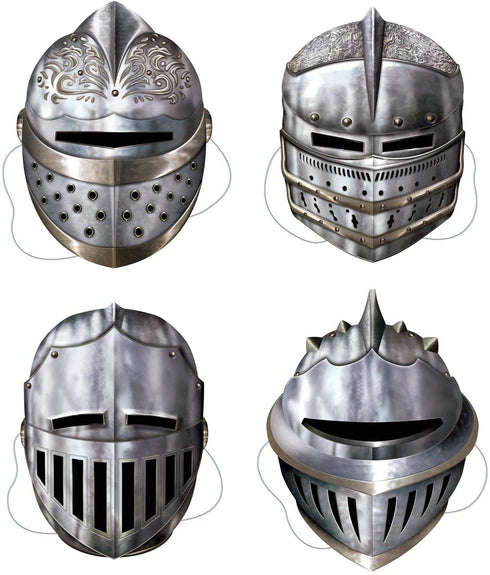 Beistle 8 Piece Paper Knight's Masks - Mardi Gras Theme Party Supplies