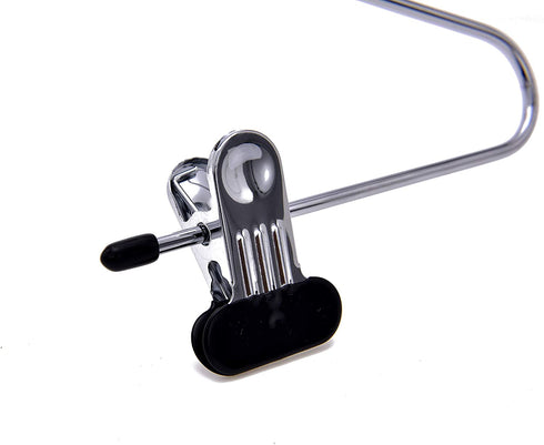 6 Quality Add-On Skirt Blouse Hanger Heavy-Duty Add-On Skirt Hangers with Clips, Multi Stackable Add on Hangers, Adjustable Wide Clip Pants Hanger, Chrome (Skirt Hanger - Wide Clips, 6)