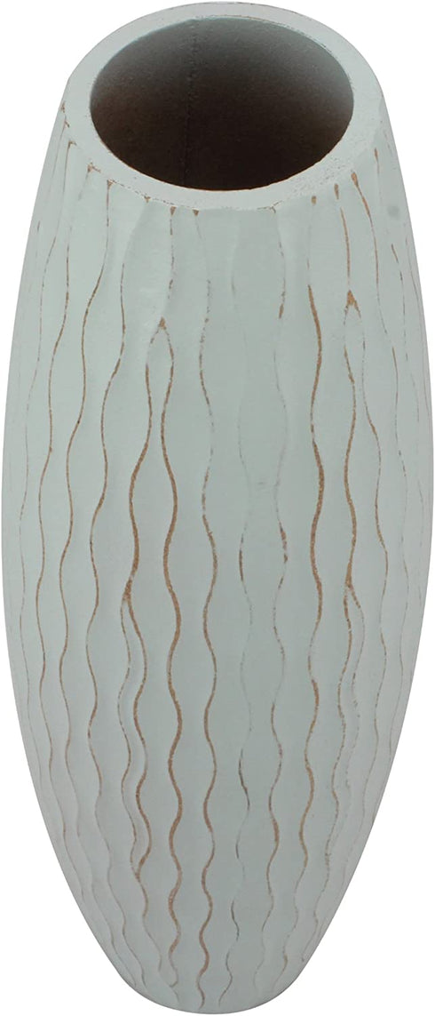 Stonebriar SB-5076C Beach Nostalgia Large Weathered Pale Ocean Wood Vase, Light Blue