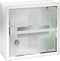 WENKO Locking Medicine Mounted Bathroom Storage, Hanging Medical, First Aid Wall Cabinet with Safety Glass Door, Modern, Small, Square, Silver Shiny