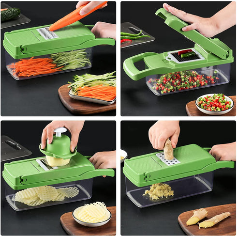 7 in 1 Vegetable Chopper, Easy to use Mandoline Slice Potato Onion Chopper Vegetable Chopper Dicer Slicer Cutter, Chopper for Kitchen with Hand Guard & Container Drain Basket