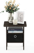 Furinno Andrey End Table / Side Table / Night Stand / Bedside Table with Bin Drawer, Dark Brown/Black