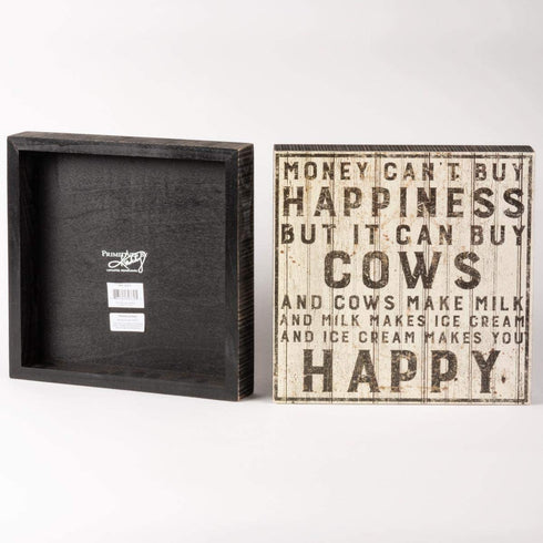 Primitives by Kathy Farmhouse Style Box Sign, 10" Square, Buy Cows