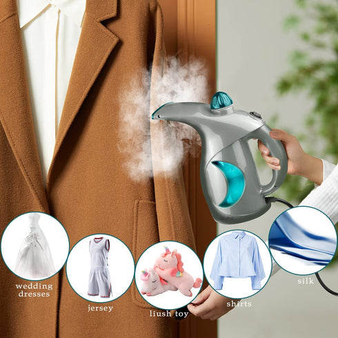 Steamer For Clothes, Handheld Garment Steamer, Travel Size Clothing Steam Iron, Dry Steam Upgraded Version Gray / Teal