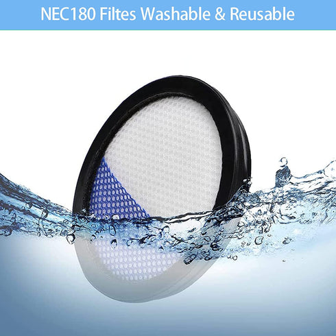 NEC180 NEC185 NEC186 NEC190 Filters, Kaulolado 4 Pack Washable Replacement vacuum Filter Compatible with Eureka RapidClean Pro Stick NEC180 NEC185 NEC186 NEC190 Vacuum Cleaner