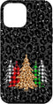 iPhone 12 Pro Max Christmas Trees with Plaid & Black Leopard Print Xmas Phone Case