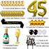 Gold 45th Birthday Decorations kit- Cheers To 45 Years Banner Balloons and Cake Topper, Happy Birthday Sash, Gold Tinsel Foil Fringe Curtains, for Birthday&Anniversary Decorations