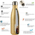 BJPKPK Insulated Water Bottles -17oz/500ml -Stainless Steel Water bottles,Sports water bottles Keep cold for 24 Hours and hot for 12 Hours,BPA Free kids water bottles for School-Glitter Yellow