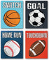 CHDITB Unframed Sports Themed Wall Art Print Modern Balls Art Picture, Set of 4 (8" x10" ) Canvas Gym Ball Posters For Boy Room Nursery Sport Room Decor, Basketball Boys Gift For Man