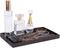 LKKL Vanity Tray for Bathroom, Kitchen Sink Tray, Jewelry Organizer for Candle Soap Perfume Cosmetic, Countertop Dresser Decorative Tray, Resin Bathroom Tray Toilet Tank Storage Tray, Wood Grain 11"