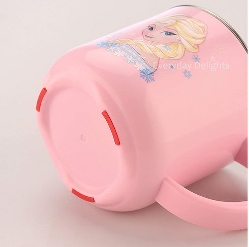 Disney Frozen Queen Elsa Pink Durable ABS Stainless Steel Cup with Lid, 250ml