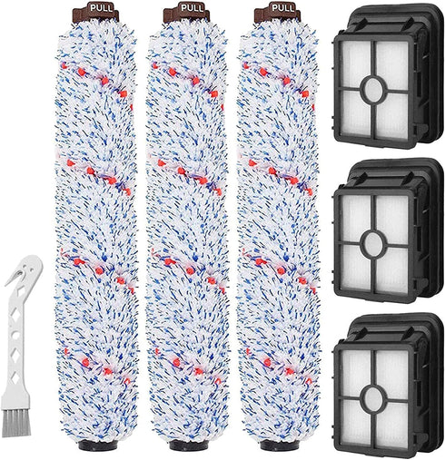 LesinaVac Replacement parts Brush Roll and 1866 Vacuum Filters Compatible with Bissell Crosswave Pro 2306 1785 Series Vacuum Cleaner,3 Pack Multi-Surface 1868 Brush Roll + 3 Pack 1866 Vacuum Filter Replacement Kit