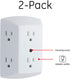 GE 6-Outlet Extender, 2 Pack, Grounded Wall Tap, Adapter Spaced Outlets, 3-Prong, Quick and Easy Install, UL Listed, White, 40222