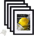 Decort 11x14 Picture Frame Set of 4 - Made to Display Pictures 8x10 with Mat or 11x14 Without Mat - Wide Molding - Pre-Installed Wall Mounting Hardware, Black