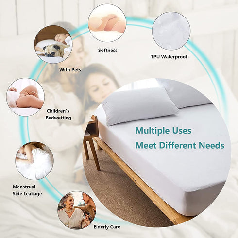 Mattress Protector Full Size Waterproof Mattress Cover Soft Breathable Noiseless Full Mattress Protector Bed Cover Deep Pocket for 6-15" Pad - Machine Washable Vinyl Free (Full)