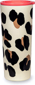 Kate Spade New York Insulated Stainless Steel Tumbler, Leopard Print 24 Ounce Double Wall Travel Cup with Lid, Forest Feline