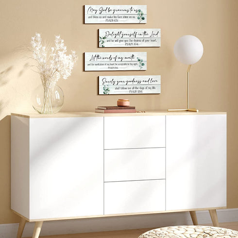 4 Pieces Bible Verses Wall Decor Psalms Scripture Wall Art Wooden Christian Sign Rustic Wall Decor Christian Wall Art Prayer Wall Decor Christian Decorations for Home (Simple Style)